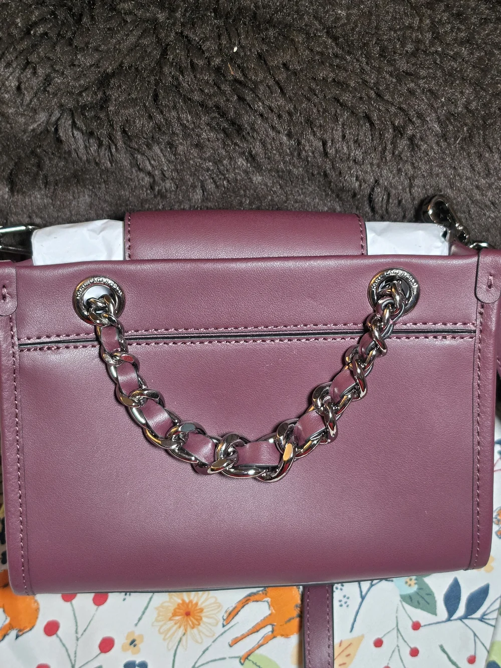 Karl Lagerfeld Paris Savoie Wine Small Leather Crossbody Bag Chain Handles